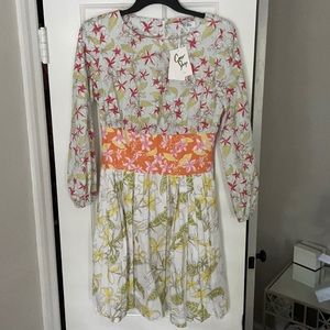 NWT Cocoshop WI Mini Dress in Multi Hibiscus -Sz S